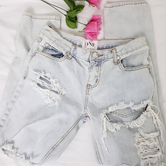 One Teaspoon Awesome Baggies Distressed Low Rise Baggy Jeans W25 Denim - Picture 10 of 15